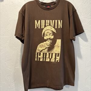 Marvin Gaye Graphic T Shirt Zion Rootswear Large Brown Vintage Style Tee